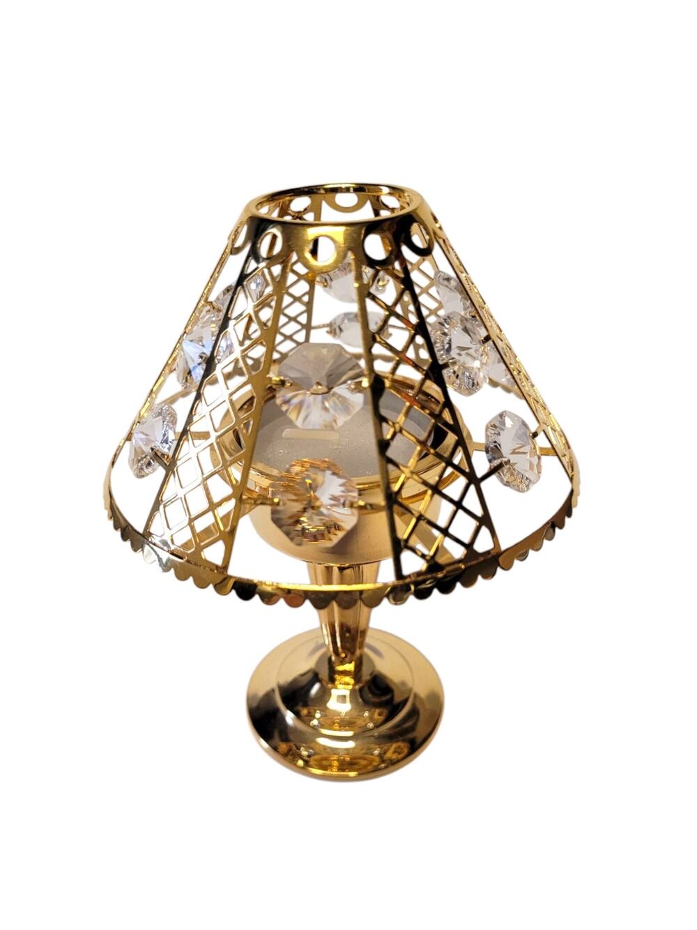 Millennium Lamp Figurine 24K Gold Plated Austrian Crystal USA Made *FLAW*
